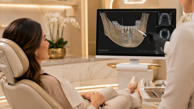 Planejamento digital 3D de implantes dentários guiados com tomografia em consultório em Barueri