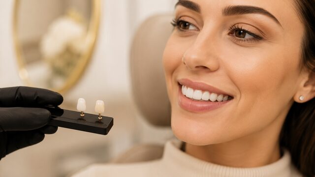 Sorriso natural com lentes de porcelana translúcidas após tratamento estético em Barueri